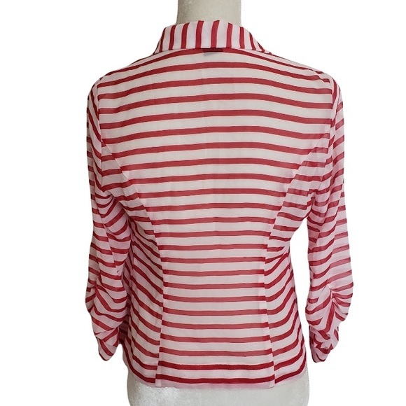 Stoosh Sheer Striped Red and White Blazer sz‎ M - Picture 2 of 4